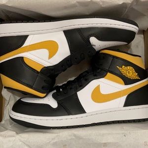 Nike Air Jordan 1’s, Size 10 M, White/Pollen-Black
